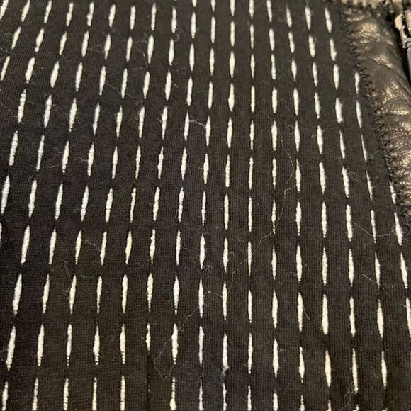 Rebecca Taylor Peplum Zip Blazer Cotton Blend Lamb Leather Trim Black Size 2 - Picture 7 of 11